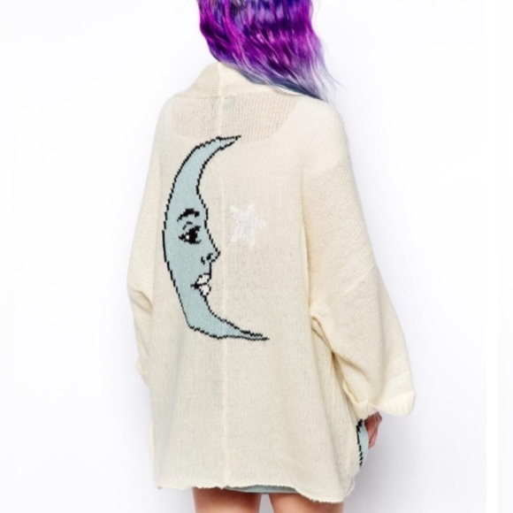 Wildfox White Label Moon And Star 🌝⭐️ Cocoon Slouch Cardigan Sweater XS - Picture 1 of 3
